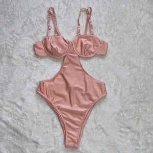 Peachy/Pink Cut Out Strappy Bodysuit